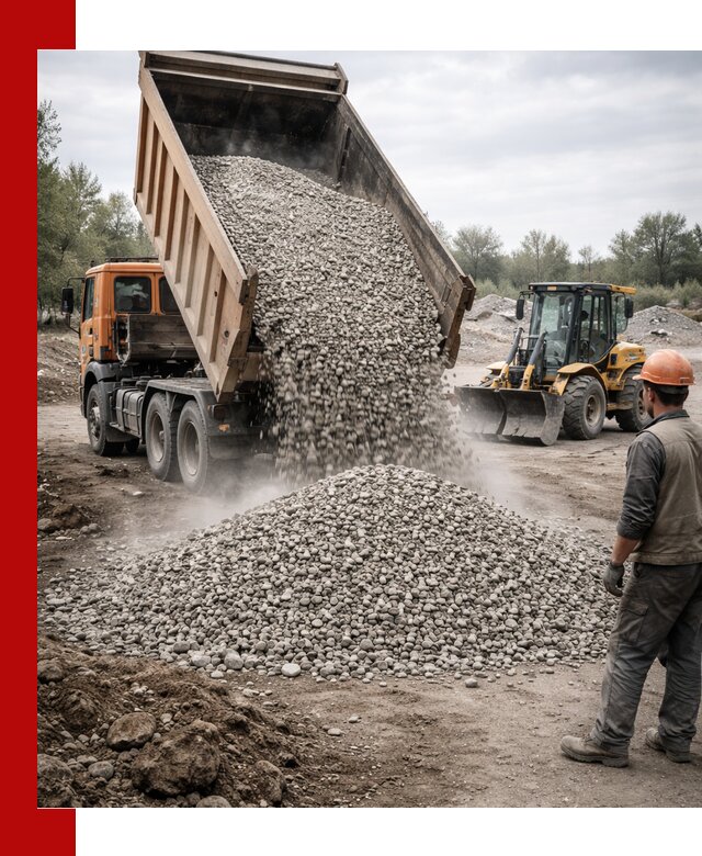 Доставка щебня в Краснотурьинске крупными и мелкими фракциями