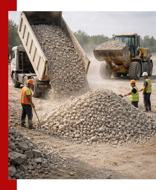 Доставка известнякового щебня фр. 40-70 в Краснотурьинске