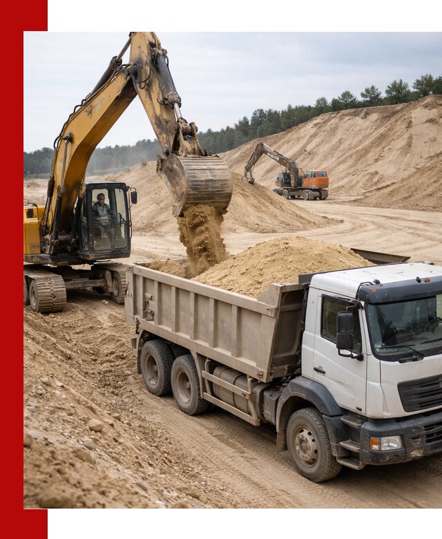 Доставка карьерного песка с самосвалами и разгрузкой в Краснотурьинске