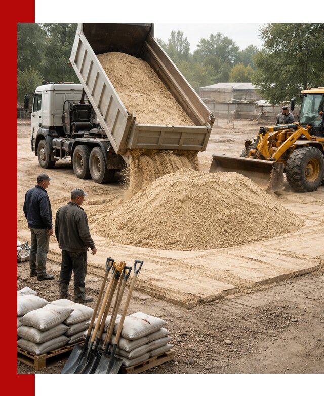 Доставка мытого песка в Краснотурьинске с самосвалами по выгодной цене