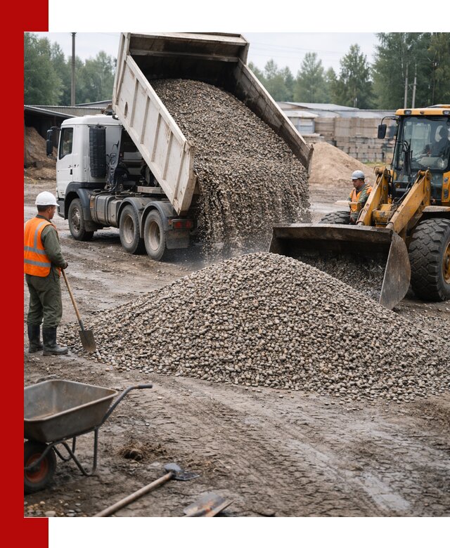 Мытый гравий с доставкой в Краснотурьинске от карьера до участка