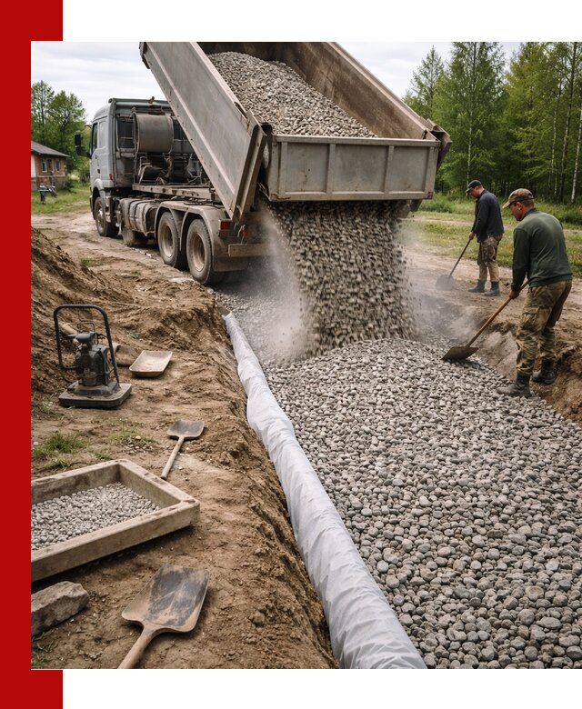 Гравий для дренажа с доставкой в Краснотурьинске качественный и недорогой