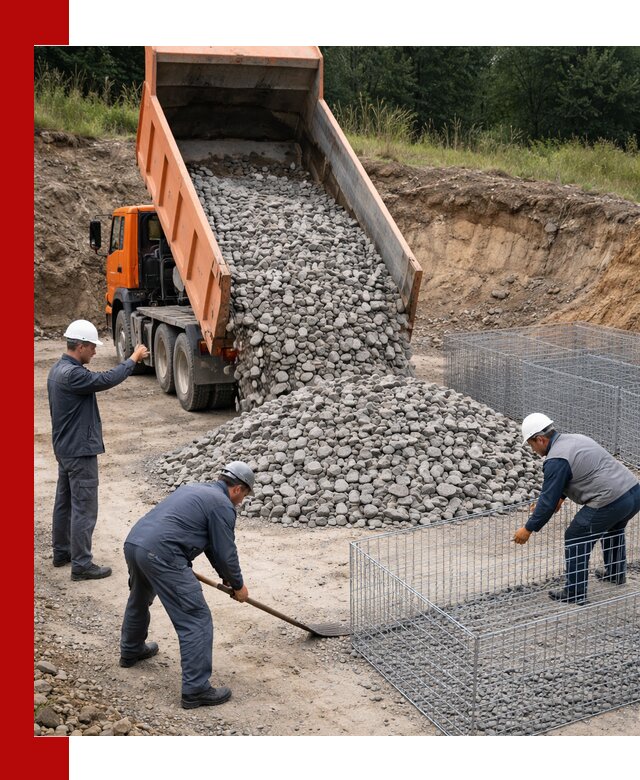 Камень для габионов с доставкой в Краснотурьинске быстро и надёжно