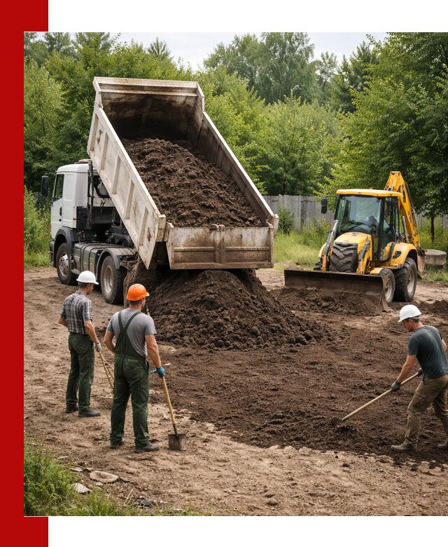 Доставка и укладка грунта для выравнивания участка в Краснотурьинске