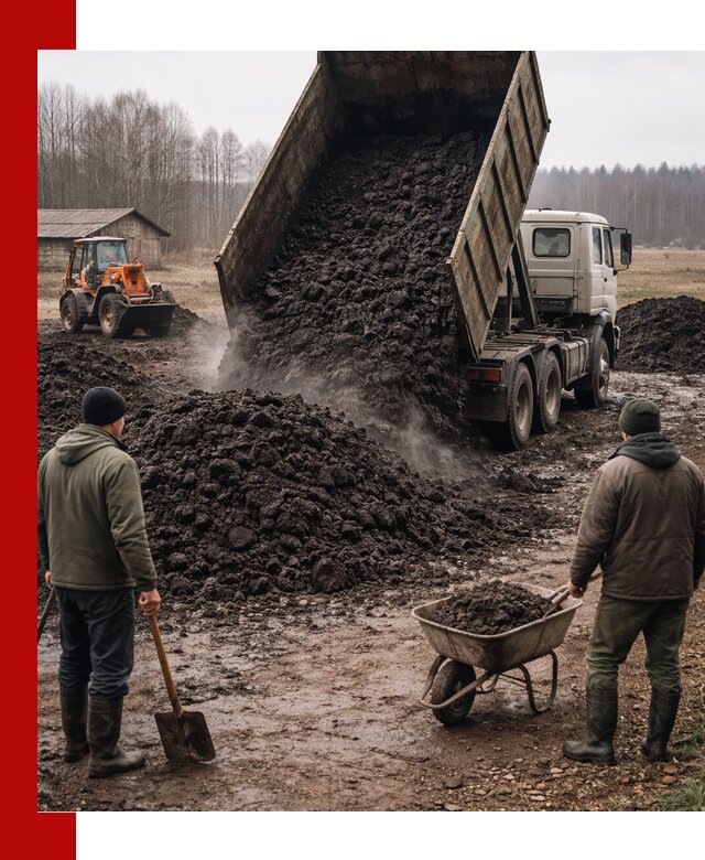 Доставка низинного торфа с разгрузкой и доставкой в Краснотурьинске