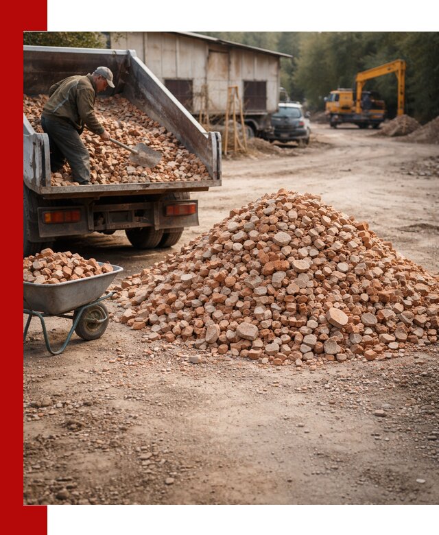 Доставка и подушка из боя кирпича с разгрузкой в Краснотурьинске