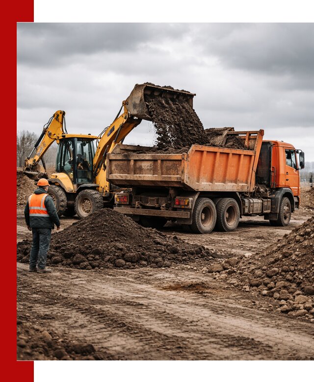 Вывоз грунта и строительного мусора в Краснотурьинске грузовыми самосвалами