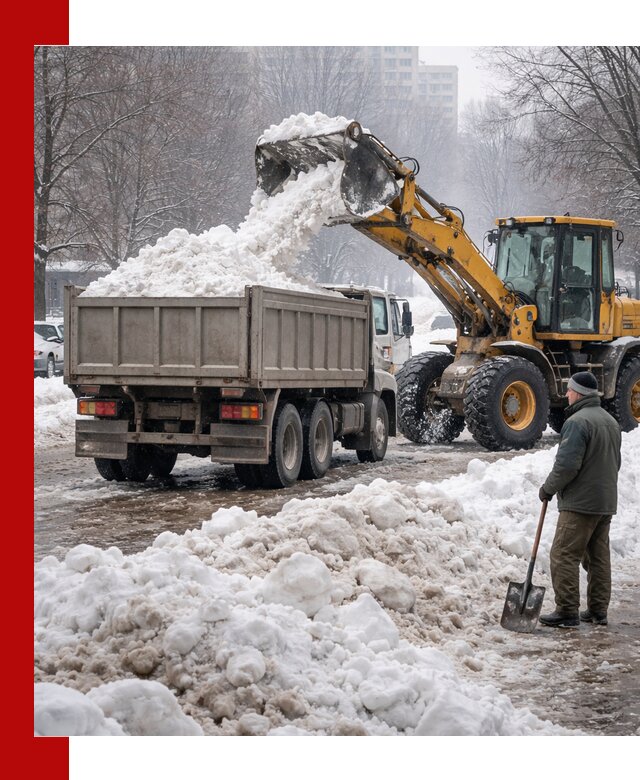 Вывоз снега грузовой техникой в Краснотурьинске оперативно и чисто