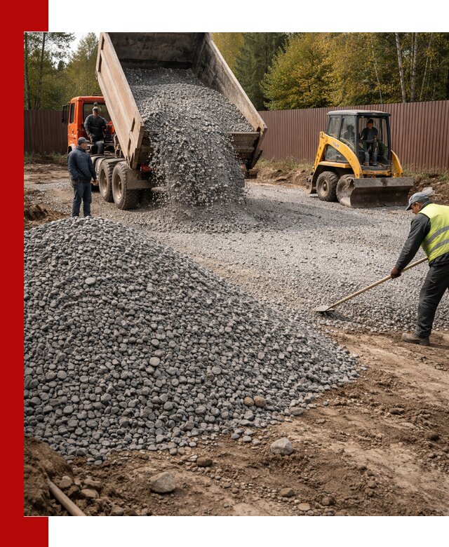 Отсыпка участка щебнем с доставкой и уплотнением в Краснотурьинске